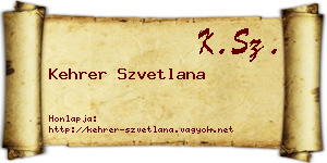 Kehrer Szvetlana névjegykártya